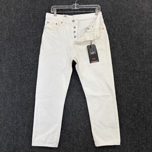 Levis 501 Jeans Women's 29x26 White High Rise Straight Leg Cropped Button Fly